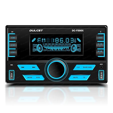 Dulcet DC-F200X 220W Double Din Mp3 Car Stereo with Hands-Free Calling/Bluetooth/USB Input/FM Radio/AUX Input/SD Card Slot/Remote Control / 7 Color LCD Display / ID3 Tag with EQ