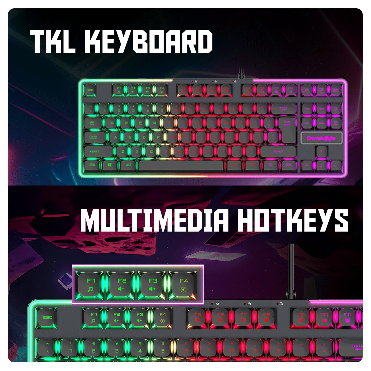 Cosmic Byte CB-GK-20 Styx TKL Membrane Gaming Keyboard with Rainbow LED (Black)