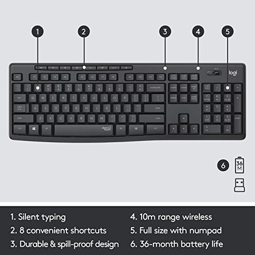 Logitech MK295 Wireless Keyboard and Mouse Combo Silent Touch Technology Logitech MK295 Wireless Keyboard and Mouse Combo Silent Touch Technology