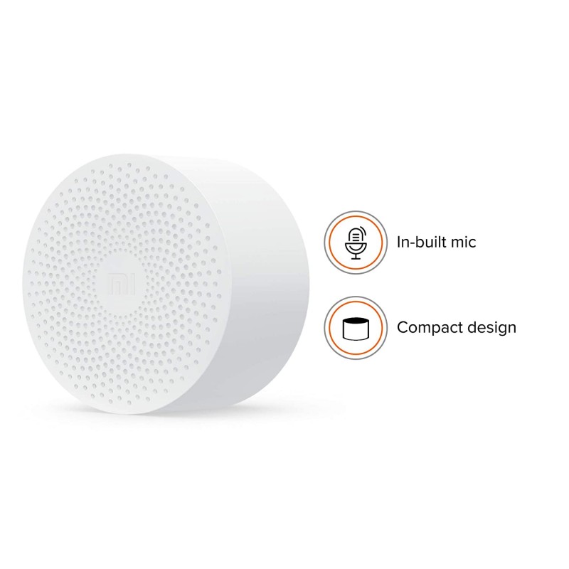 Mi Compact Bluetooth Speaker 2 with in-Built mic and up to 6hrs Battery (White)