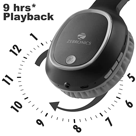 Zebronics Zeb-Thunder Wireless BT Headphone Comes with 40mm Drivers, AUX Connectivity (Black) Zebronics Zeb-Thunder Wireless BT Headphone Comes with 40mm Drivers, AUX Connectivity (Black)