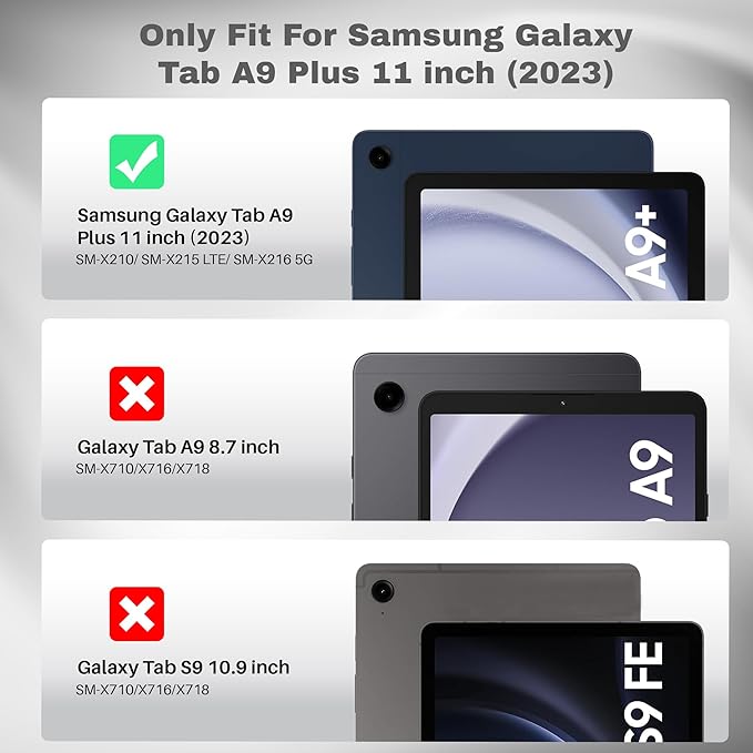Smart Folio Case Cover for Samsung Galaxy Tab A9 Plus 11 inch (2023) with Auto Sleep/Wake Magnetic Closure, Trifold Stand, Pencil Holder (Black)