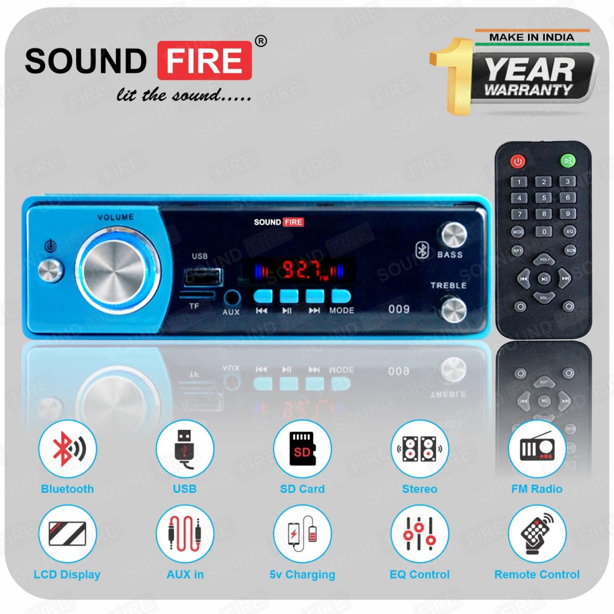 ‎SOUNDFIRE SOUND FIRE SF-009 (RED) Bluetooth USB SD AUX FM MP3 Car Stereo