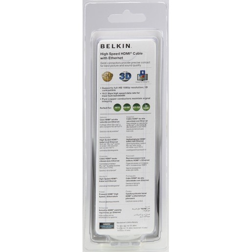 Belkin High Speed HDMI Cable Supports Ethernet 3D 4K 1080p Gold Plated Audio Return 6.6 Feet Black (F3Y021bt2M)