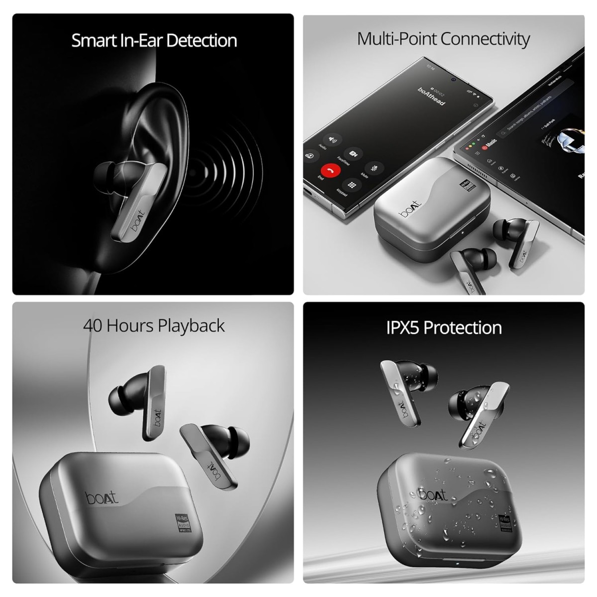 Boat Airdopes 800 HiDef, Hi-Res Audio LDAC, 4Mic ENx, App Support, ASAP Charge, IPX5, Low Latency, Dual Pairing, BTv5.3, Bluetooth TWS in Ear Earbuds Wireless Earphones (Graphite Grey) Boat Airdopes 800 HiDef, Hi-Res Audio LDAC, 4Mic ENx, App Support, ASAP Charge, IPX5, Low Latency, Dual Pairing, BTv5.3, Bluetooth TWS in Ear Earbuds Wireless Earphones (Graphite Grey)