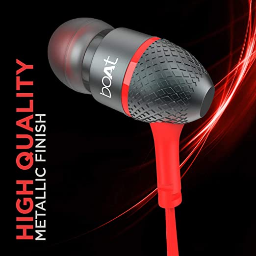 boAt Bass Heads 225 in-Ear Bass Headphones with One Button Mic (Red) boAt Bass Heads 225 in-Ear Bass Headphones with One Button Mic (Red)