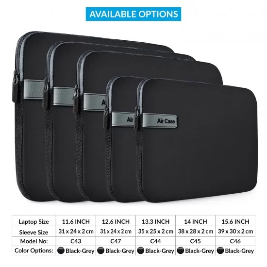 AirCase Laptop Bag Sleeve Case Cover Pouch for 13-Inch, 13.3-Inch Laptop for Men & Women Neoprene(Black)
