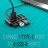 Quantum USB C Hub - 4 Port USB-A, 1x3.0 & 3x2.0 High Speed, Plug & Play, Compatible with Laptop, MacBook, PC & More (Black)