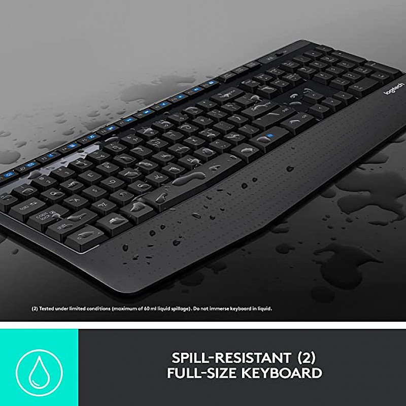 Logitech MK345 Wireless Combo Full-Sized Keyboard with Palm Rest and Comfortable Right-Handed Mouse