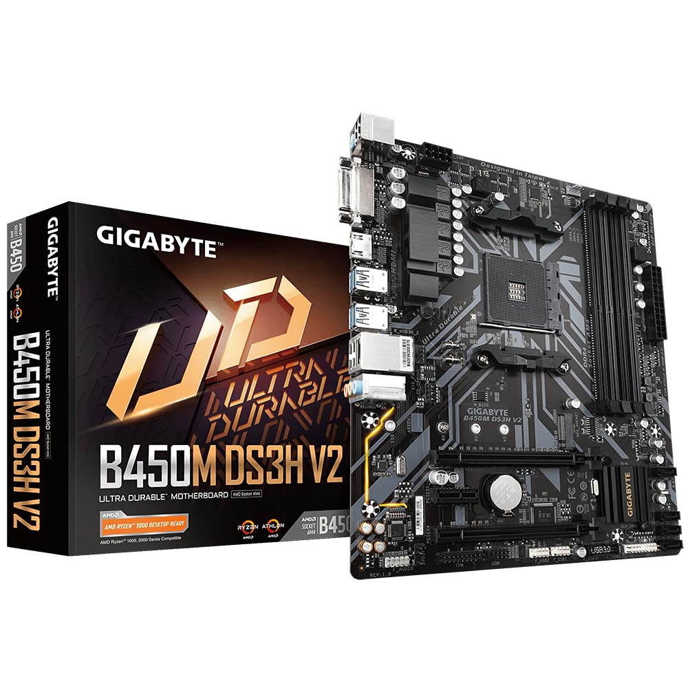GIGABYTE AMD B450M DS3H V2 Ultra Durable Motherboard with Digital VRM Solution GIGABYTE Gaming LAN and Bandwidth Management Motherboard GIGABYTE AMD B450M DS3H V2 Ultra Durable Motherboard with Digital VRM Solution GIGABYTE Gaming LAN and Bandwidth Management Motherboard