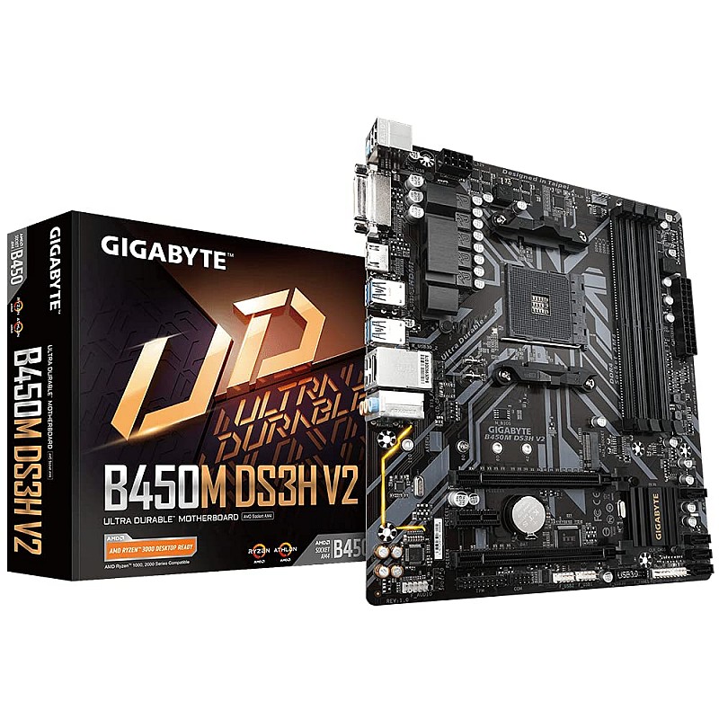 GIGABYTE AMD B450M DS3H V2 Ultra Durable Motherboard with Digital VRM Solution GIGABYTE Gaming LAN and Bandwidth Management Motherboard