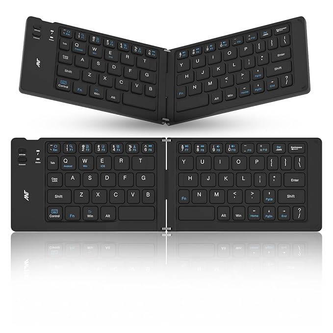 ANT WK150 Ergonomic Foldable Wireless Bluetooth Keyboard Split Travel Keyboard Wireless Rechargeable Portable Wireless Keyboard Compatible with iOS Android Windows Smartphone Tablet or Laptop-Black ANT WK150 Ergonomic Foldable Wireless Bluetooth Keyboard Split Travel Keyboard Wireless Rechargeable Portable Wireless Keyboard Compatible with iOS Android Windows Smartphone Tablet or Laptop-Black