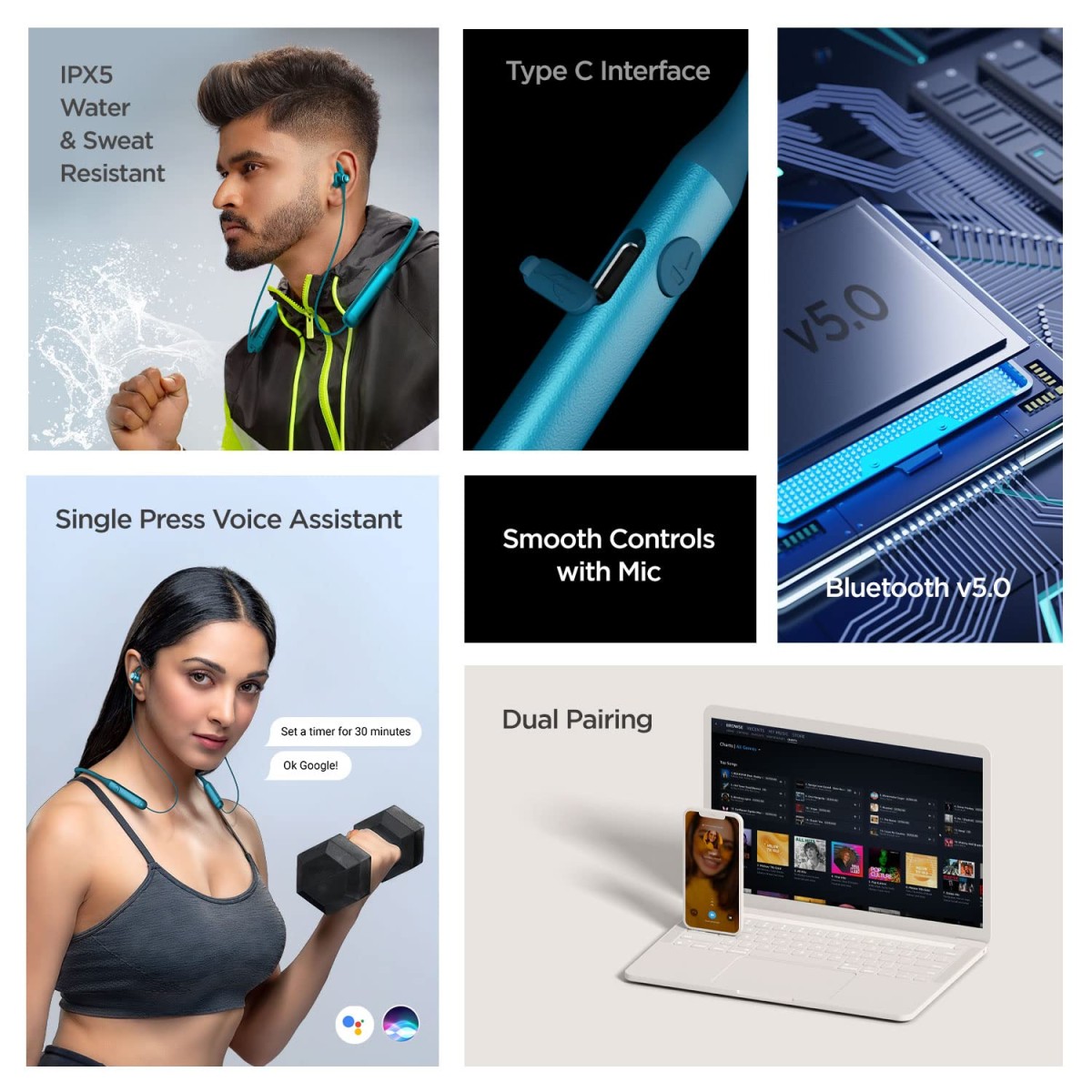 boAt Rockerz 335 Wireless Neckband Up to 30H Playback, Qualcomm aptX & CVC, Enhanced Bass, Metal BLUE