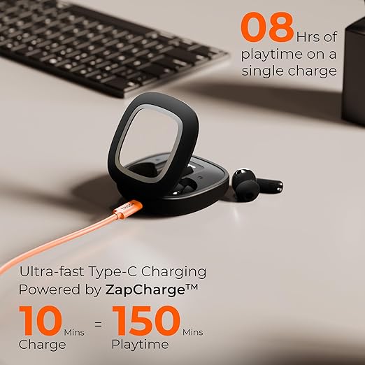 TRIGGR Apex S1 with Dual Pairing, 100H Battery, Quad Mic ENC, Rapid Pair, Rubber Finish Bluetooth (Midnight Black, True Wireless)