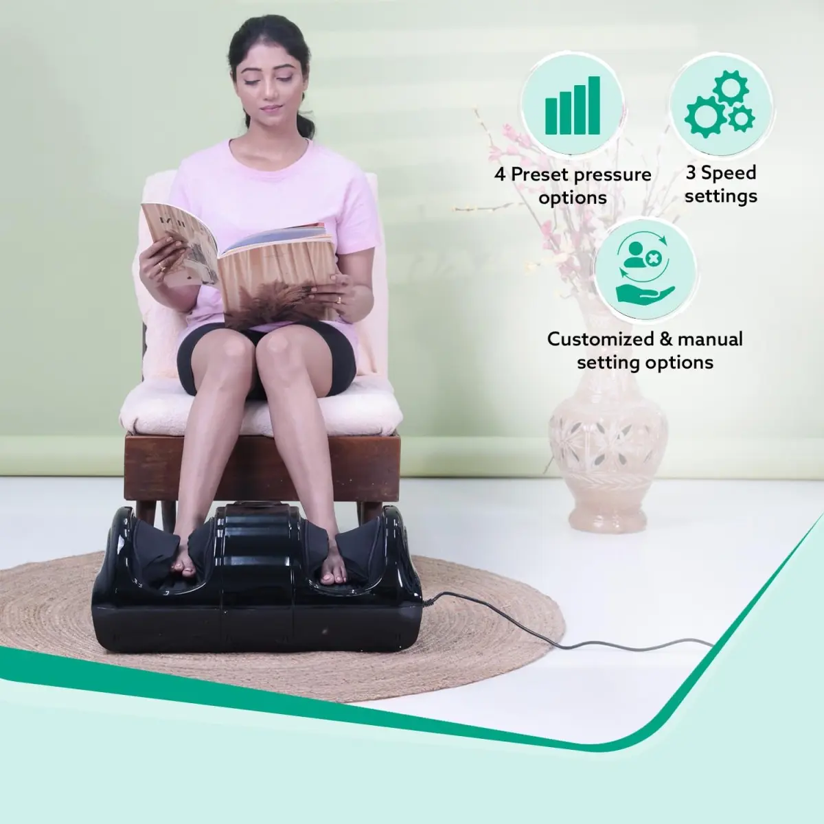 AGARO 33158 Electric Shiatsu Foot Massager with Kneading Function for Pain Relief & Improving Blood Circulation, Black