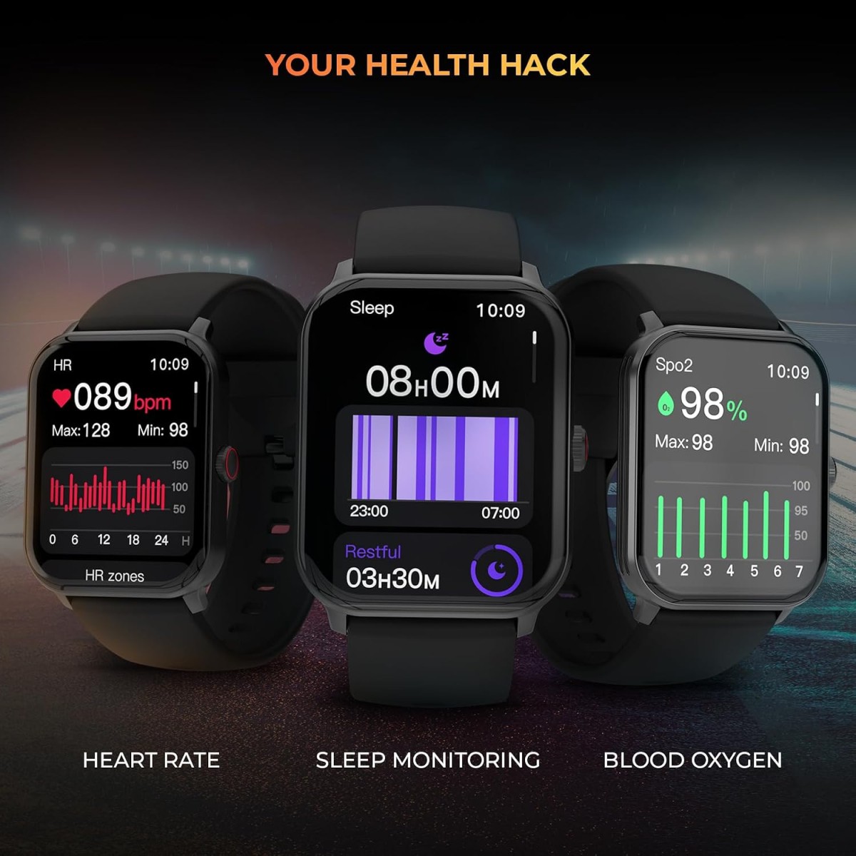 beatXP Marv 1.85 inch HD Screen Calling AI Voice Assistant Smartwatch (Electric Black Strap, Free Size)