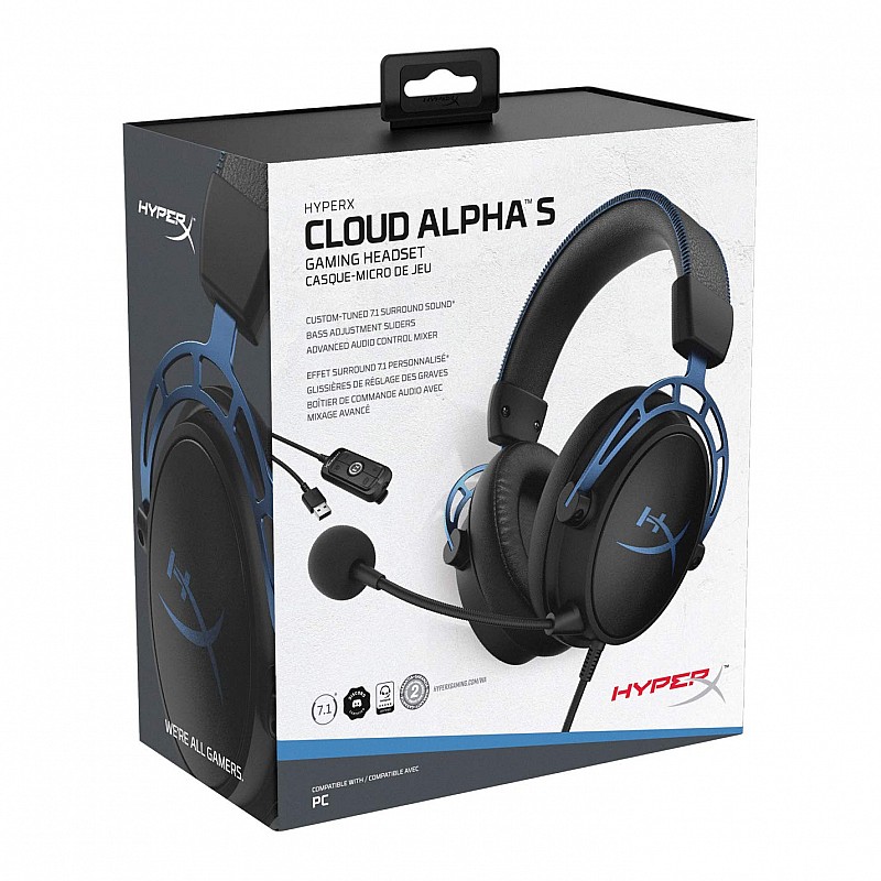 HyperX Cloud Alpha S Wired On Ear Headphones with Mic Blue