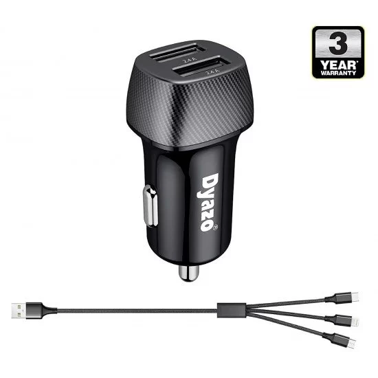 Dyazo 4.8 Amp (2.4 & 2.4 Amp) Dual Port Fast Car Charger Compatible with iPhone XR-Xs-Max-X-8-7-Plus Ipad Pro-Air 2-Mini