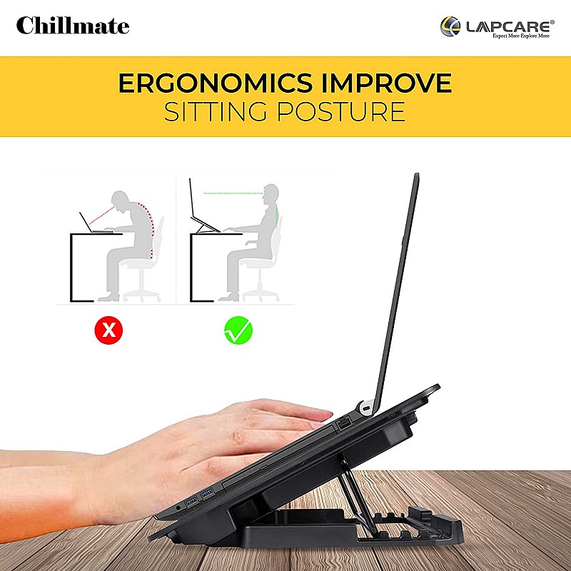 Lapcare Chillmate - Cooling Pad, 2 USB Port, Dual Fan, upto 15.6" Laptop