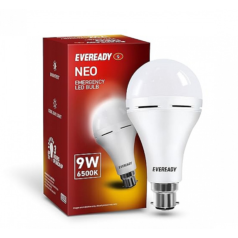 Eveready 9W B22D Emergency Inverter LED Bulb Cool Day Light 6500K Energy Efficient IBMS Technology  4 Hour Battery Backup  Li-on Battery Inside