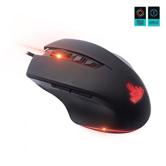 Ant Esports GM200W Optical Wired Gaming Mouse 6 Programmable Buttons 3200 DPI Adjustable and 7 Breathing Lights - Black