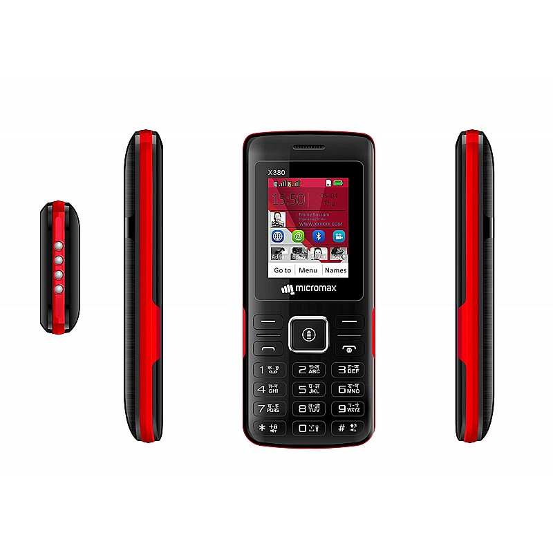 Micromax X380 2400 mAh, BT Calling, Screen Capture Black and Red