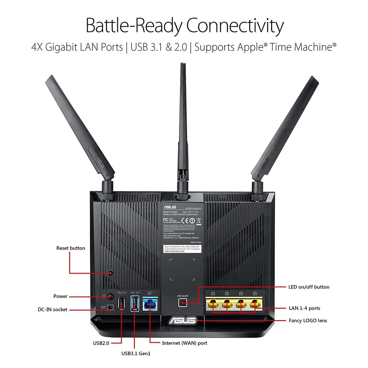 ASUS RT-AC86U AC2900 Dual Band Gigabit Gaming WiFi Router (Black) ASUS RT-AC86U AC2900 Dual Band Gigabit Gaming WiFi Router (Black)