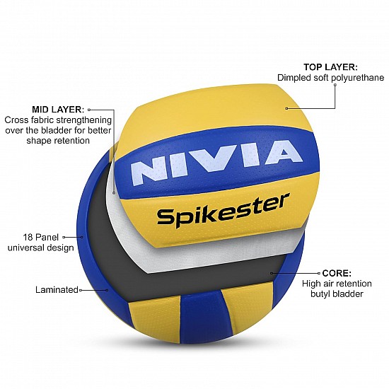 NIVIA Spikester (Encounter) 494 Polypropylene Volleyball, Size - 4 (Multicolour)