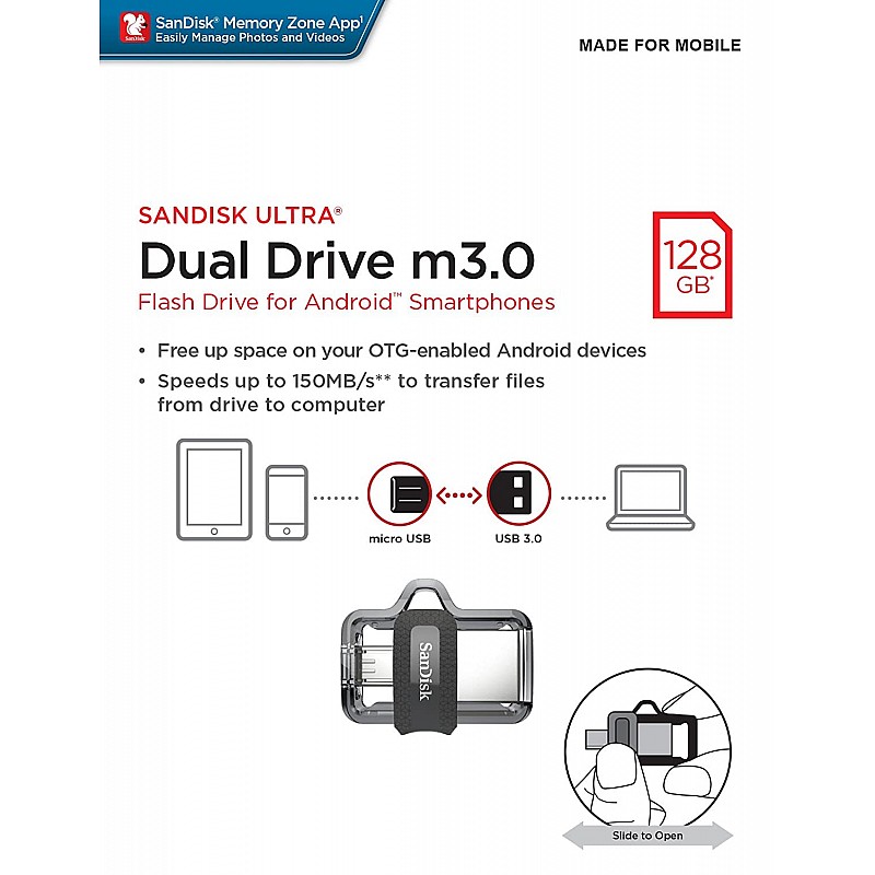 Sandisk Ultra Dual USB Drive 3.0 (128GB)