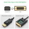 UVOOI DisplayPort to DVI Cable 10ft (DP to DVI-D Cable) Compatible with PC, Laptop, HDTV, Projector, Monitor, More- Gold-Plated
