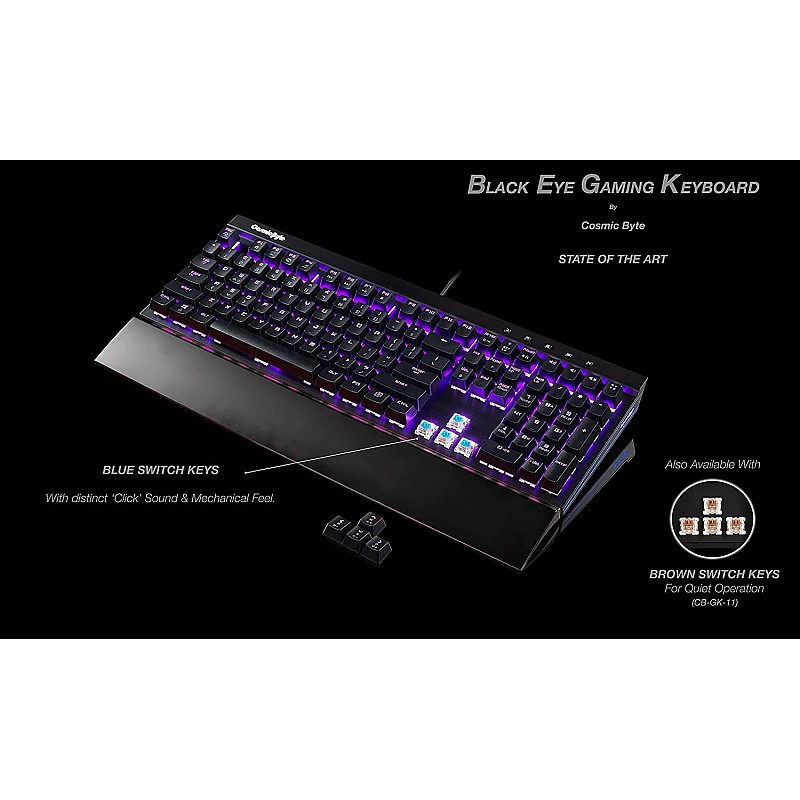 Cosmic Byte CB-GK-03 Black Eye Wired Mechanical Keyboard Real RBG Backlit with Effects Black