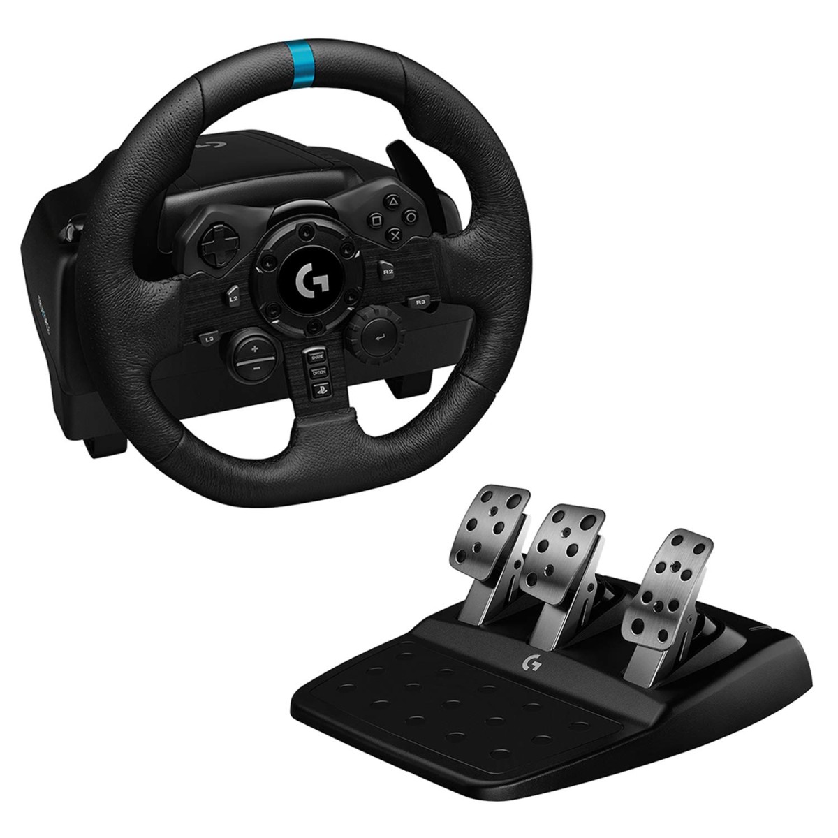 Logitech G923 Racing Wheel and Pedals, TRUEFORCE 1000 Hz Force Feedback, Responsive Driving Design Black