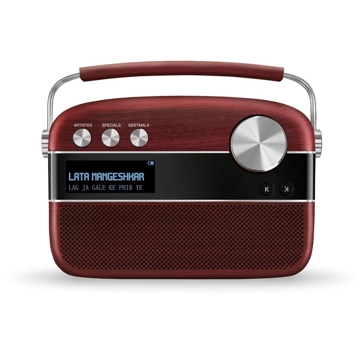 Saregama Carvaan Hindi - Portable Music Player with 5000 Preloaded Songs, FM/BT/AUX (Cherrywood Red)