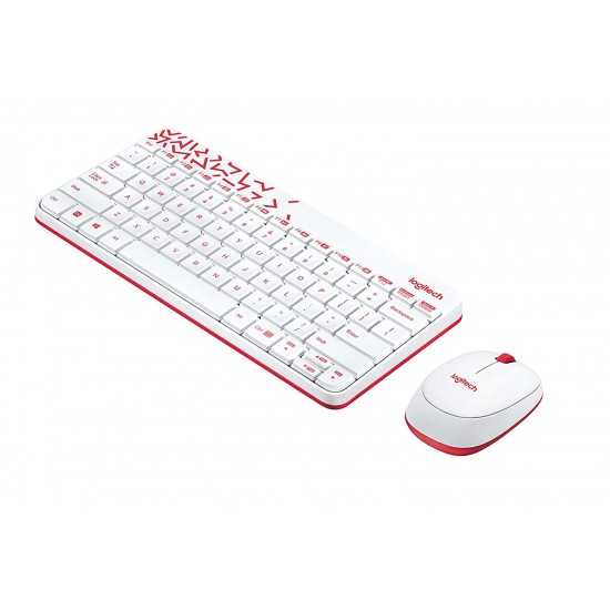 Logitech MK240 Nano Wireless Keyboard and Mouse Combo 12 Function Keys 2.4GHz Wireless White