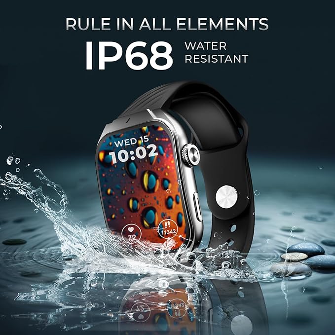 beatXP Unbound Curv 1.96” 3D Curved AMOLED Bluetooth Calling Smart Watch, Metal Body, Rotary Crown, Always On Display, Wireless Charging (Electric Black)