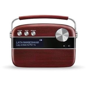 Saregama Carvaan Hindi - Portable Music Player with 5000 Preloaded Songs, FM/BT/AUX (Cherrywood Red)
