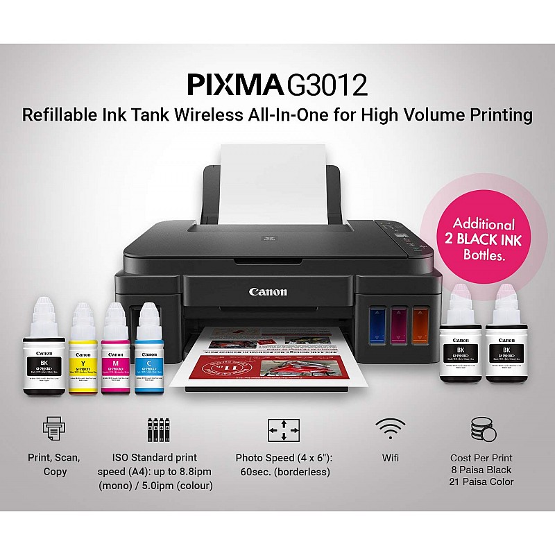 Canon Pixma G3012 All-in-One Wireless Ink Tank Colour Printer