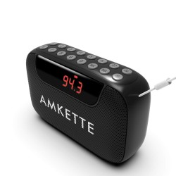 Amkette Pocket Blast Wireless Bluetooth Speaker with Type C Charging, FM Radio with Hidden Antenna (Black)