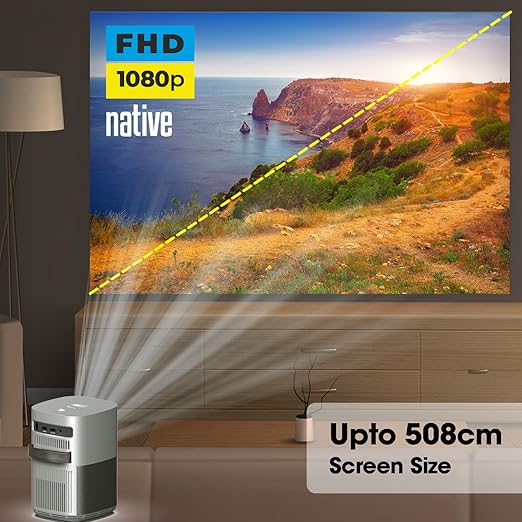 ZEBRONICS PIXAPLAY 18,Smart LED Vertical Projector, 8200 Lumens, 4K Support,Dolby Audio,200 inch Screen Size,HDMI,USB, WiFi,Supports Bluetooth,1080p Native,Electronic Focus,APP Support,Miracast