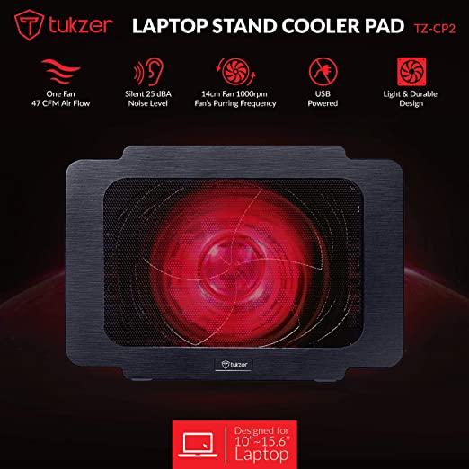 Tukzer Laptop Cooling Pad, Portable Slim Quiet USB-Powered Gaming Cooler Stand Chill Mat| 1-Red-LED Fan Tukzer Laptop Cooling Pad, Portable Slim Quiet USB-Powered Gaming Cooler Stand Chill Mat| 1-Red-LED Fan
