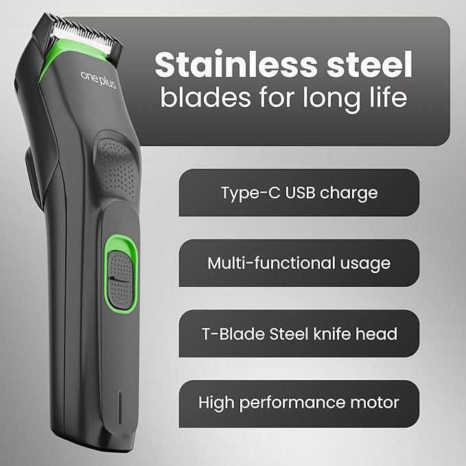 one plus OP 11 Cordless Professional Hair Trimmer Titanium coated blade waterproof Trimmer 120 min Runtime 12 Length Settings