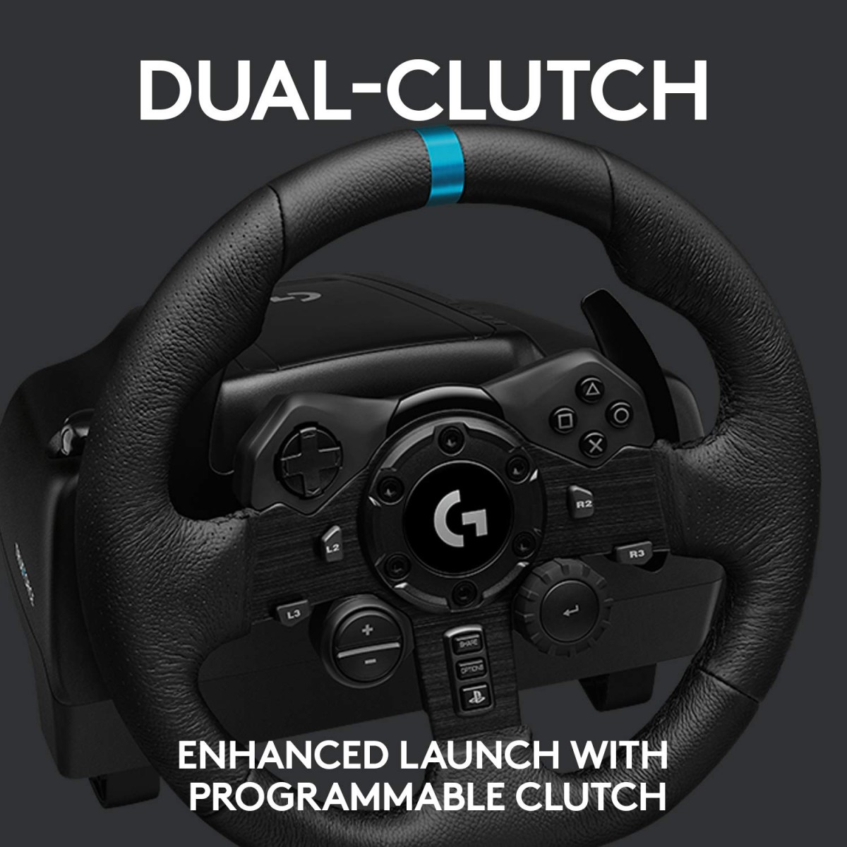 Logitech G923 Racing Wheel and Pedals, TRUEFORCE 1000 Hz Force Feedback, Responsive Driving Design Black