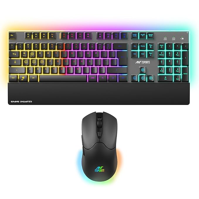 Ant Esports KM500 Pro Backlit Gaming Membrane Keyboard-19 Coating and 3200 DPI Optical Sensor LED Backlit Scroll Wheel Mouse Combo