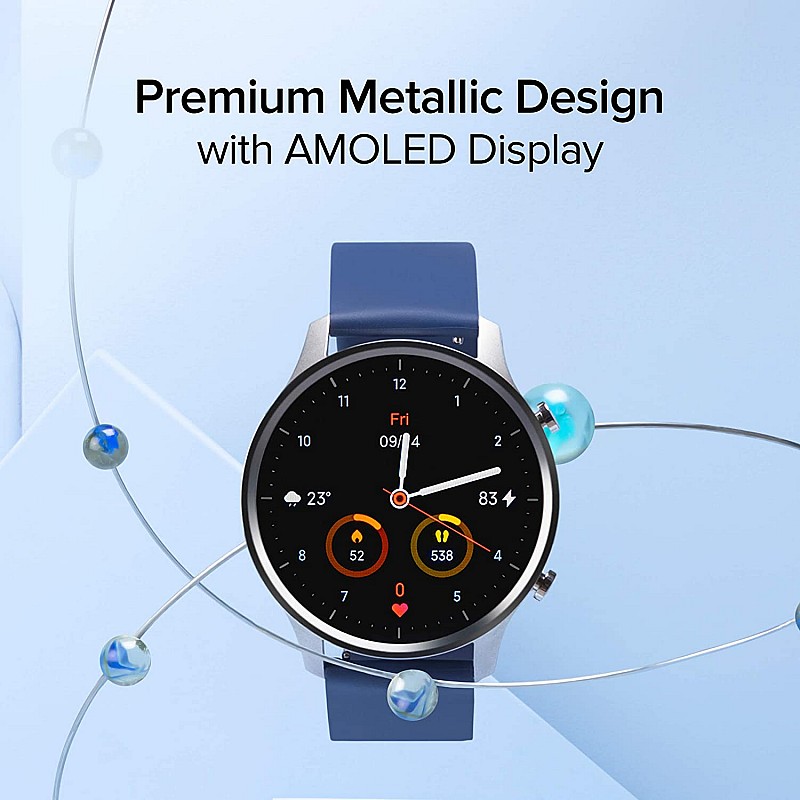 Mi Watch Revolve (Chrome Silver)– Steel Frame, 1.39” AMOLED Display, 14 Days Battery, Heart Rate, Stress and Sleep Monitoring, 110+ Watch Faces