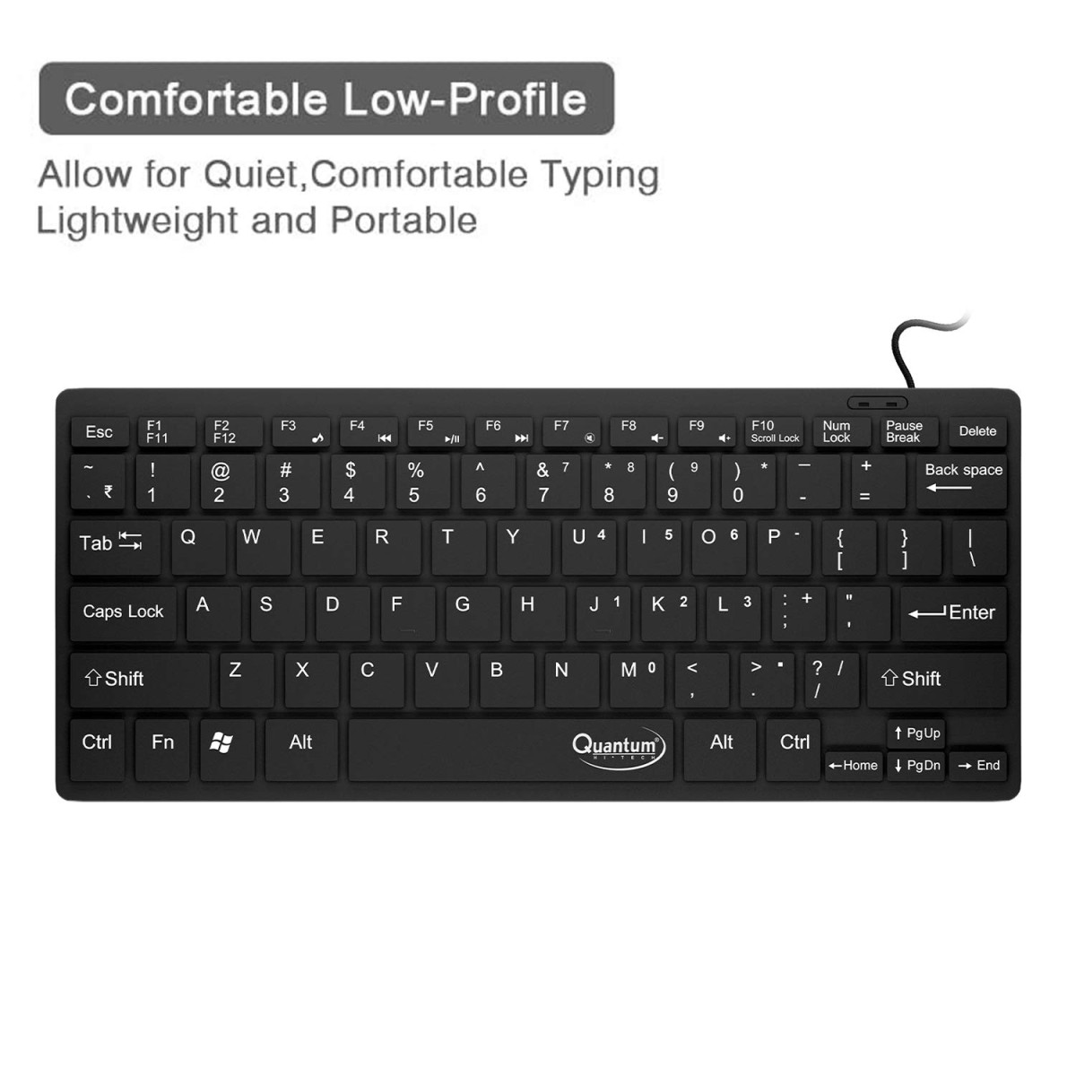 QUANTUM QHM7307 MINI MULTIMEDIA KEYBOARD Wired USB Multi-device Keyboard (Black)