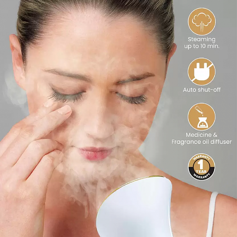 AGARO FS2117 Facial Steamer With Nano Ionic Hot Steaming Technology, 100ML Water Tank Rose Gold