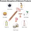 AGARO 33600 3-In-1 Electric Rose Quartz Face Roller Massager (Rose Gold)