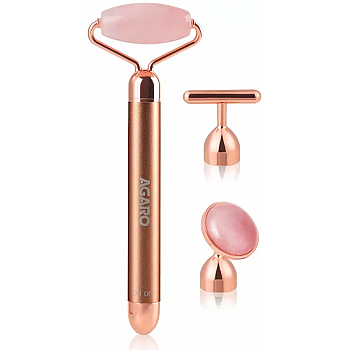 AGARO 33600 3-In-1 Electric Rose Quartz Face Roller Massager  (Rose Gold)