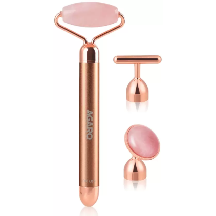 AGARO 33600 3-In-1 Electric Rose Quartz Face Roller Massager  (Rose Gold)