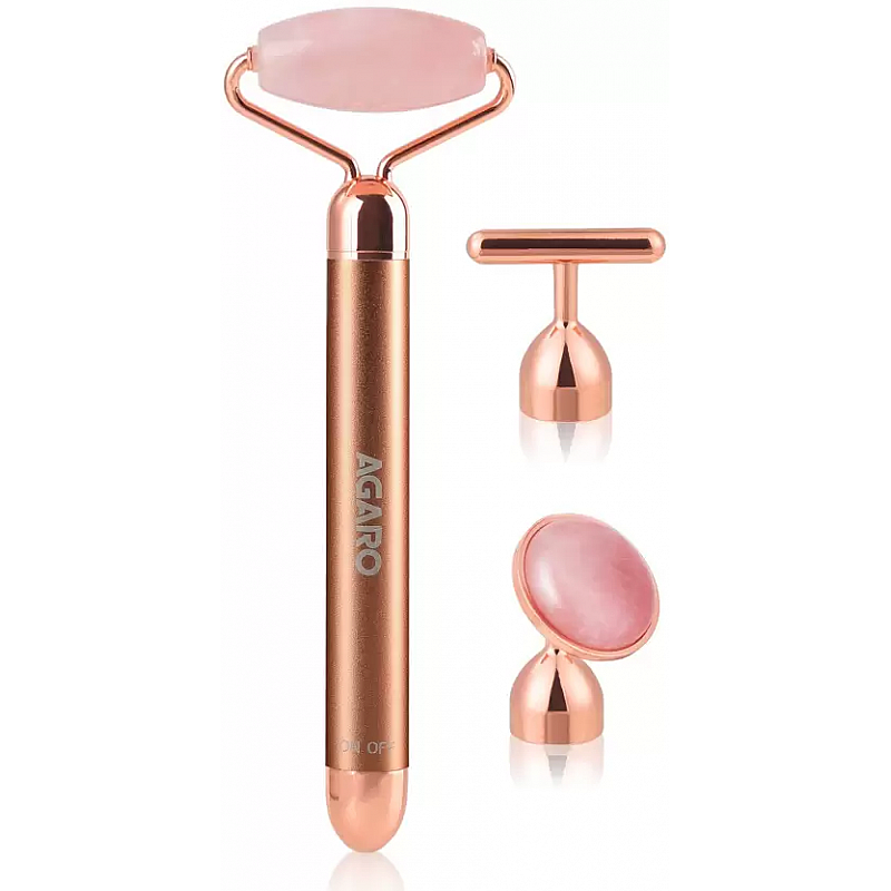 AGARO 33600 3-In-1 Electric Rose Quartz Face Roller Massager  (Rose Gold)